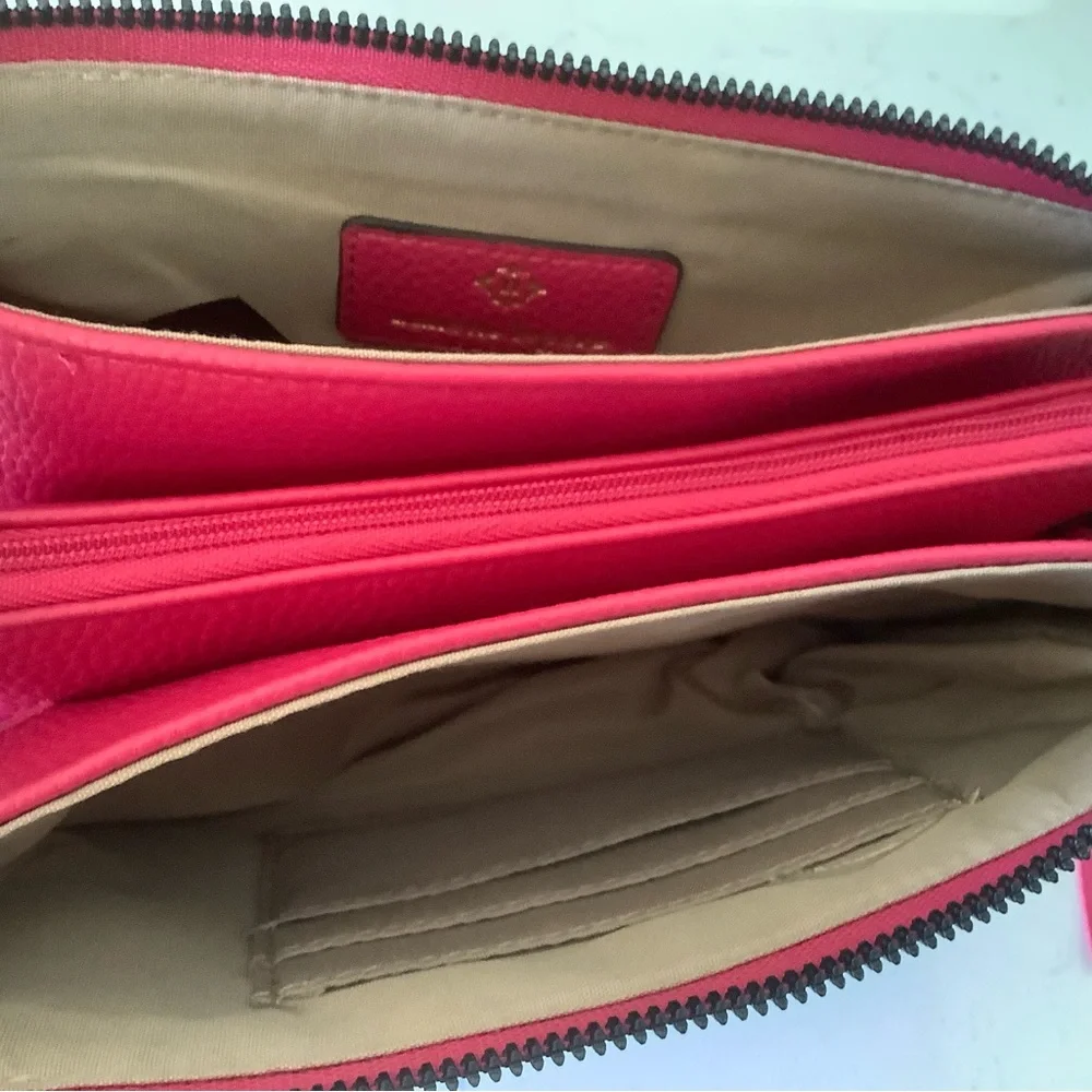 Nanette Laporte wristlet pink fuchsia with gold hardware crossbody bag purse